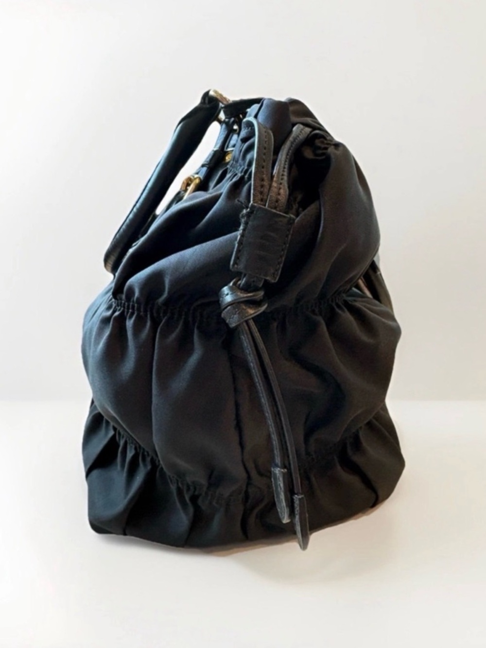 Prada BN1788 Tessuto Gaufre
Nero Black Ruched Satchel +Strap + Authenticity Card - Picture 6 of 15